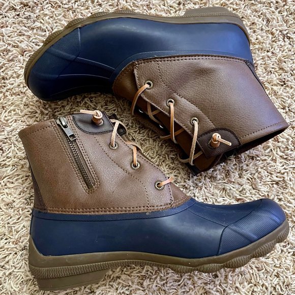 Sperry Women’s Syren Gulf Waterproof Lace Up Duck Boots Tan Navy, Size 10 - Picture 2 of 12